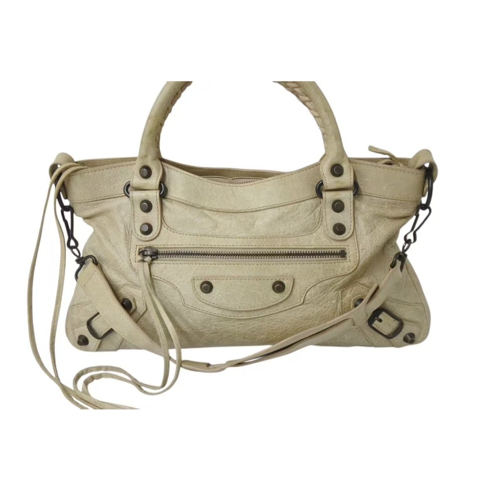 Balenciaga Leather Handbag White Shoulder First The Bag